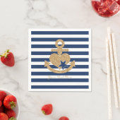 Nautisch papier servetten-Navy & Gold Servet (Insitu)