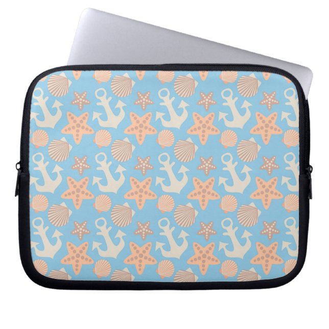 Nautisch pasteel laptop sleeve (Voorkant)
