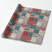Nautisch patchwork cadeaupapier (Uitgerold)