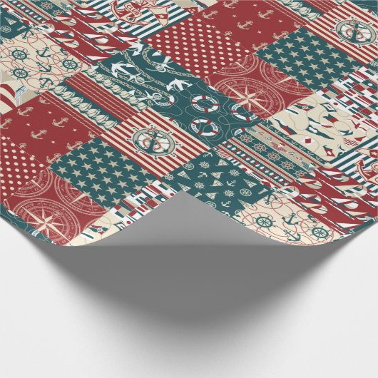 Nautisch patchwork cadeaupapier (Hoek)