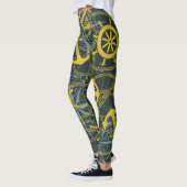 Nautisch  patroon, anker en kaart. leggings (Links)