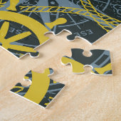 Nautisch  patroon, anker en kaart. legpuzzel (Zijkant)