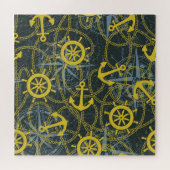 Nautisch  patroon, anker en kaart. legpuzzel (Horizontaal)