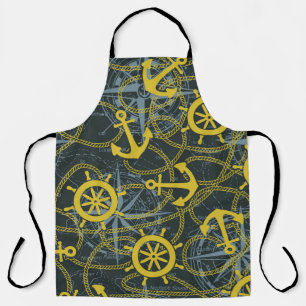 Nautisch patroon, anker en kaart. schort