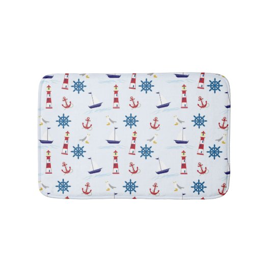 Nautisch patroon badmat (Voorkant)