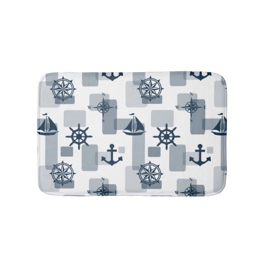 Nautisch patroon badmat (Voorkant)