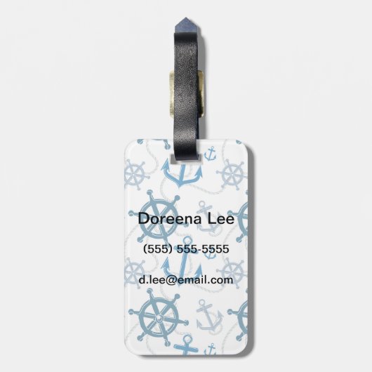 Nautisch patroon bagagelabel (Achterkant verticaal)