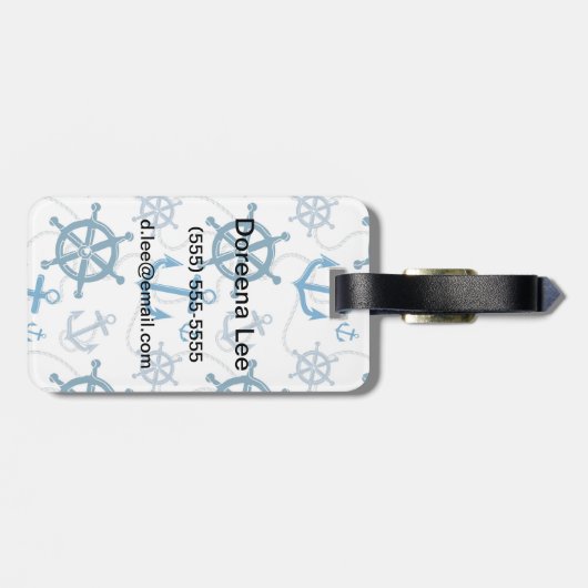 Nautisch patroon bagagelabel (Achterkant horizontaal)