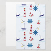 Nautisch patroon briefpapier (Voorkant / Achterkant)