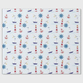 Nautisch patroon cadeaupapier (Vlak)