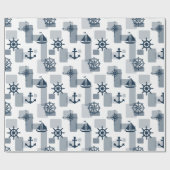 Nautisch patroon cadeaupapier (Vlak)