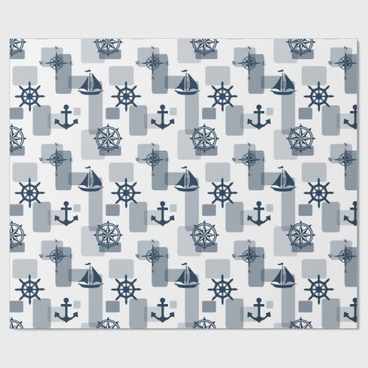Nautisch patroon cadeaupapier (Vlak)