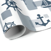 Nautisch patroon cadeaupapier (Rol Hoek)