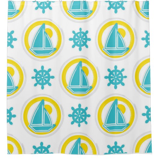 Nautisch patroon douchegordijn (Voorkant)