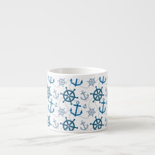 Nautisch patroon espresso kop (Voorkant)