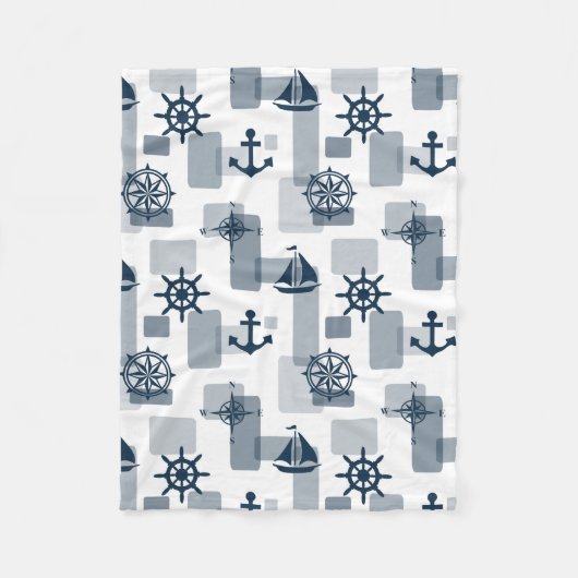 Nautisch patroon fleece deken (Voorkant)