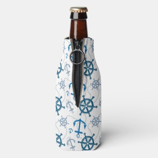 Nautisch patroon flesjeskoeler (Fles Achterkant)