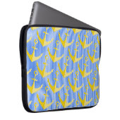 Nautisch patroon geel anker laptop hoesje laptop sleeve (Voorkant Rechts)