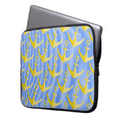 Nautisch patroon geel anker laptop hoesje laptop sleeve (Voorkant Links)