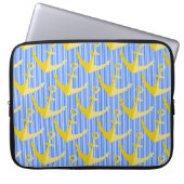 Nautisch patroon geel anker laptop hoesje laptop sleeve (Voorkant)