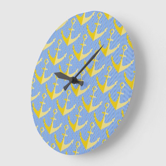 Nautisch patroon gele anker wandklok (Hoek)