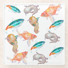 Nautisch patroon glazen onderzetter