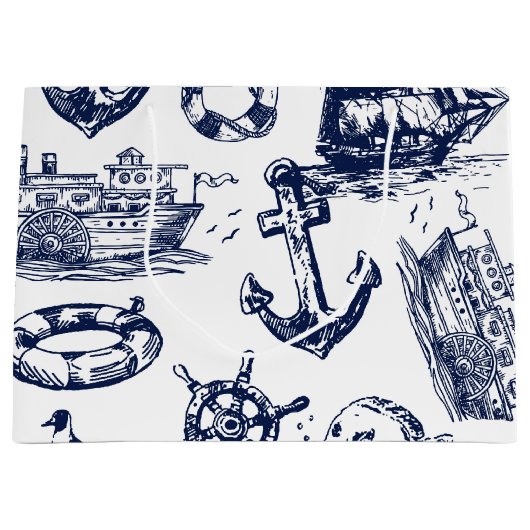 Nautisch patroon groot cadeauzakje (Voorkant)
