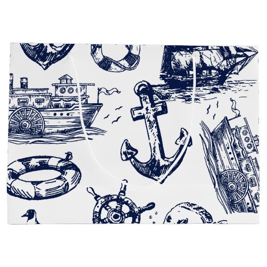 Nautisch patroon groot cadeauzakje (Achterkant)