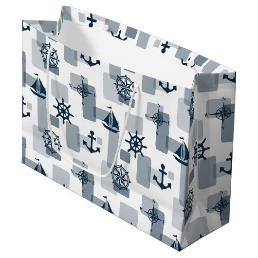 Nautisch patroon groot cadeauzakje (Voorkant Gekanteld)