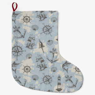 Nautisch patroon grote kerstsok