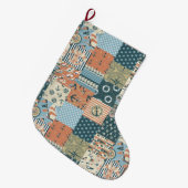 Nautisch patroon grote kerstsok (Voorkant (Hangend))