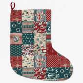 Nautisch patroon grote kerstsok (Voorkant)