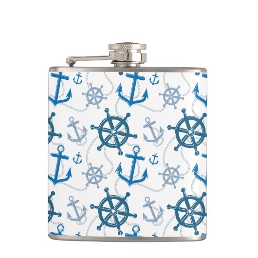 Nautisch patroon heupfles (Voorkant)