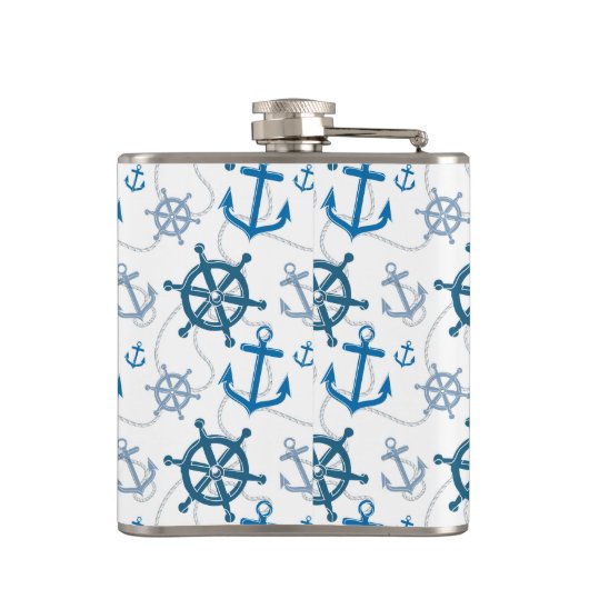 Nautisch patroon heupfles (Achterkant)