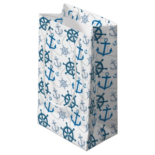 Nautisch patroon klein cadeauzakje (Voorkant Gekanteld)