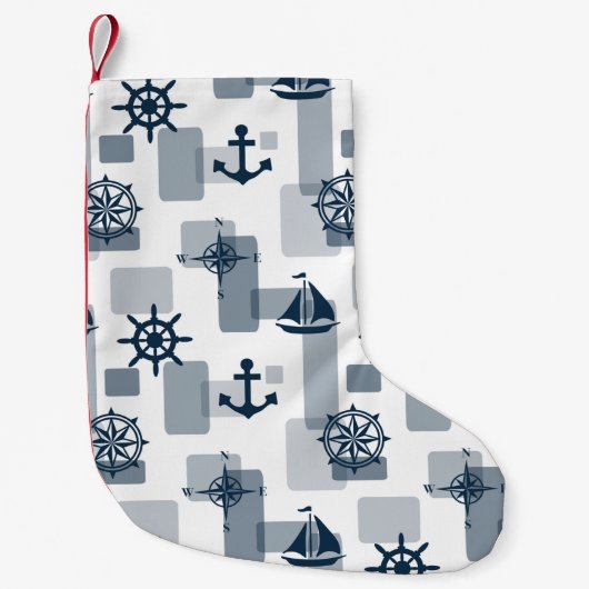 Nautisch patroon kleine kerstsok (Voorkant)