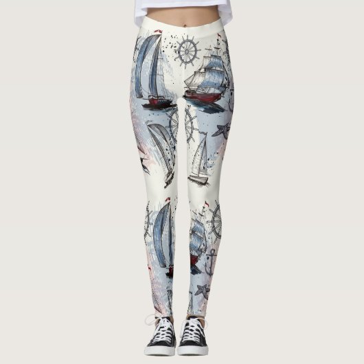 Nautisch patroon leggings (Voorkant)