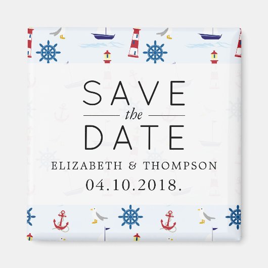 Nautisch patroon, marien patroon, sparen de datum magneet (Voorkant)