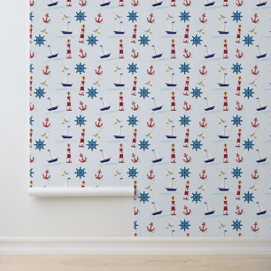 Nautisch patroon maritiem behang
