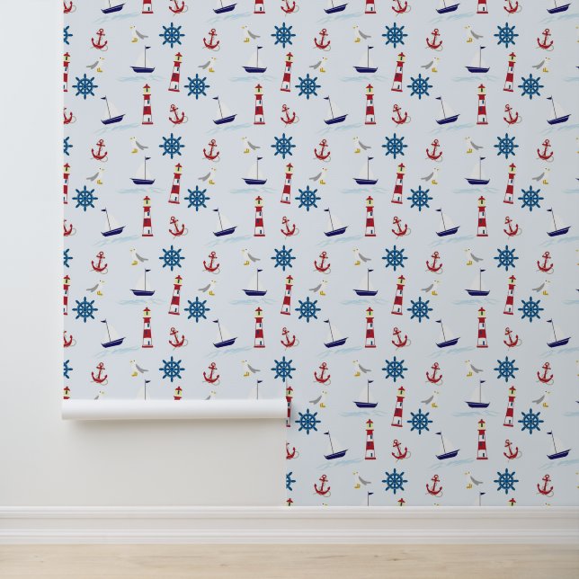Nautisch patroon maritiem behang (Applicatie)