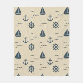 Nautisch patroon met Anker Zeilboot Kompas Fleece Deken (Voorkant)