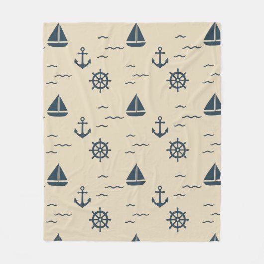 Nautisch patroon met Anker Zeilboot Kompas Fleece Deken (Voorkant)