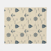 Nautisch patroon met Anker Zeilboot Kompas Fleece Deken (Voorkant (Horizontaal))