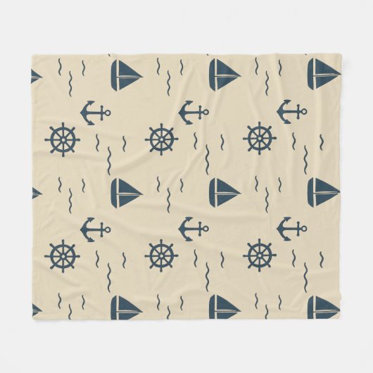 Nautisch patroon met Anker Zeilboot Kompas Fleece Deken (Voorkant (Horizontaal))