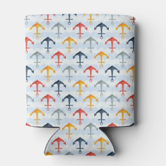 Nautisch patroon met ankers blikjeskoeler (Achterkant)