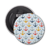 Nautisch patroon met ankers button flesopener (Voorkant)