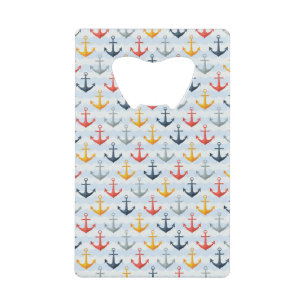 Nautisch patroon met ankers creditkaart flessenopener