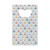 Nautisch patroon met ankers creditkaart flessenopener (Achterkant)