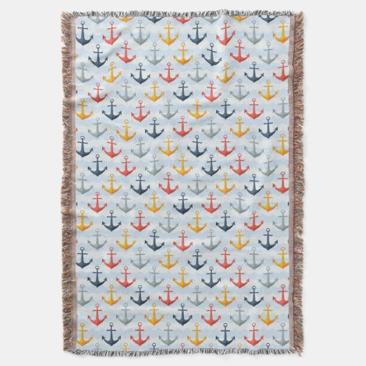 Nautisch patroon met ankers deken (Voorkant Verticaal)