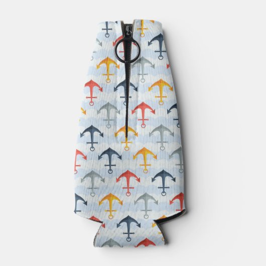 Nautisch patroon met ankers flesjeskoeler (Achterkant)